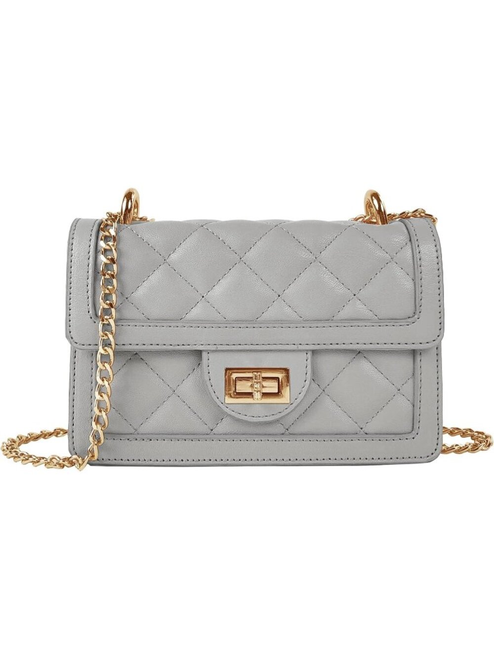 👜Women's Grey Quilted Crossbody Bag Mini Shoulder Chain Phone Wallet Purse